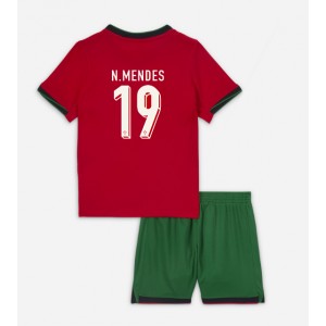 Fotbalové Dres Portugalsko Nuno Mendes #19 Dětské Domácí Oblečení ME 2024 Krátký Rukáv (+ trenýrky)